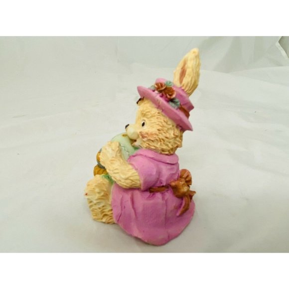 Estate Easter Decor, Bunny 3" Resin for small village-display Girl with eggs - Picture 6 of 9